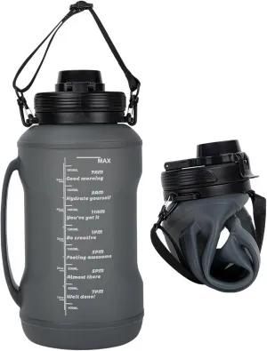PARDUS 2L Large Capacity Water Bottle for Fitness, Portable Collapsible Cup, Ideal for Outdoor Sports and Travel (Black