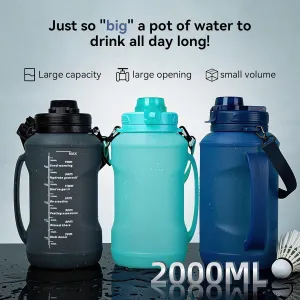 PARDUS 2L Large Capacity Water Bottle for Fitness, Portable Collapsible Cup,Ideal for Outdoor Sports and Travel (Blue