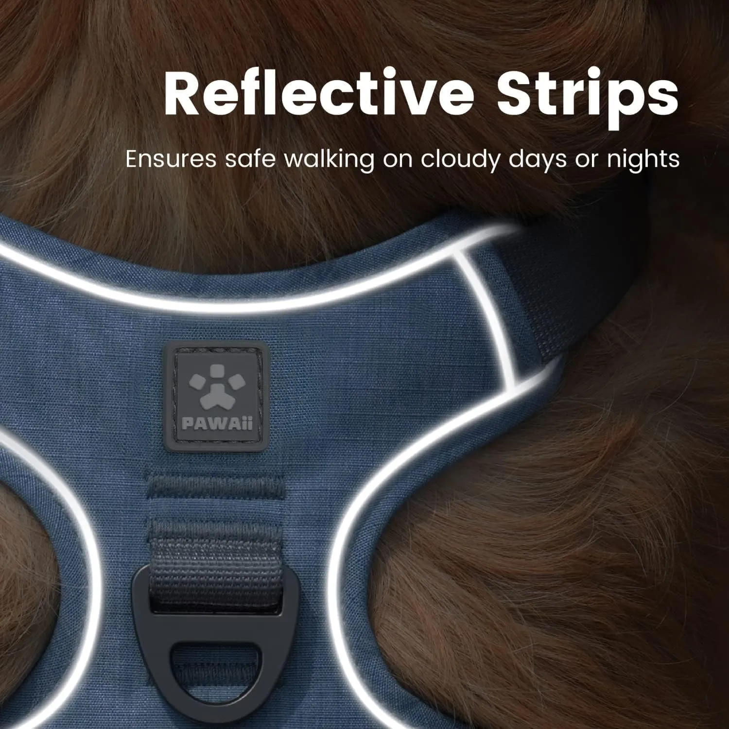 Pawaii No Pull Dog Harness with Pet ID Tag,Reflective Strips No Choke Front O Ring Breathable Mesh Adjustable Soft Padded Pet Vest with Easy Control Handle for Large Dogs