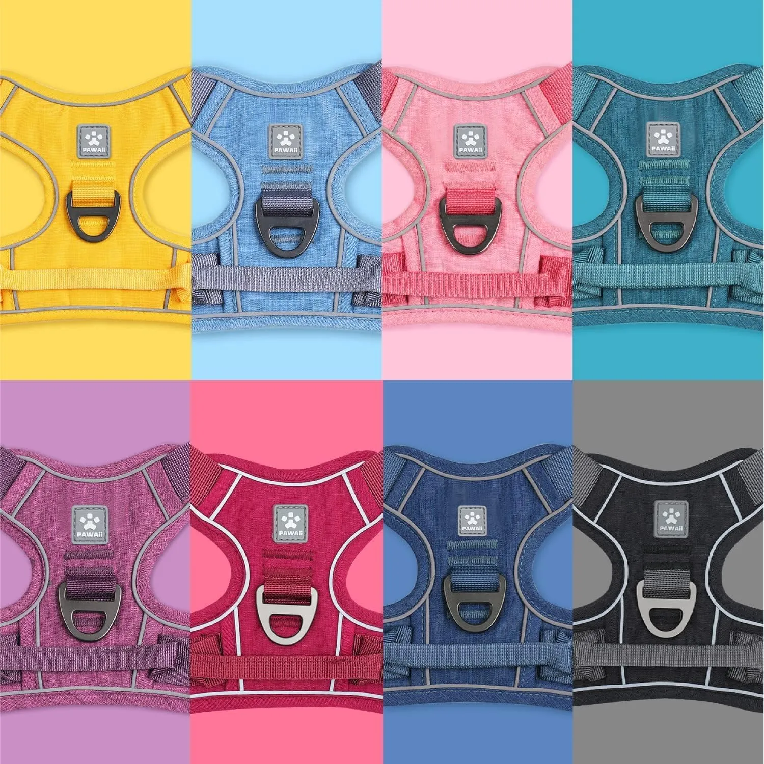 Pawaii No Pull Dog Harness with Pet ID Tag,Reflective Strips No Choke Front O Ring Breathable Mesh Adjustable Soft Padded Pet Vest with Easy Control Handle for Large Dogs