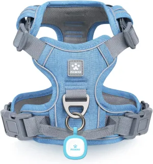 Pawaii No Pull Dog Harness with Pet ID Tag,Reflective Strips No Choke Front O Ring Breathable Mesh Adjustable Soft Padded Pet Vest with Easy Control Handle for Large Dogs