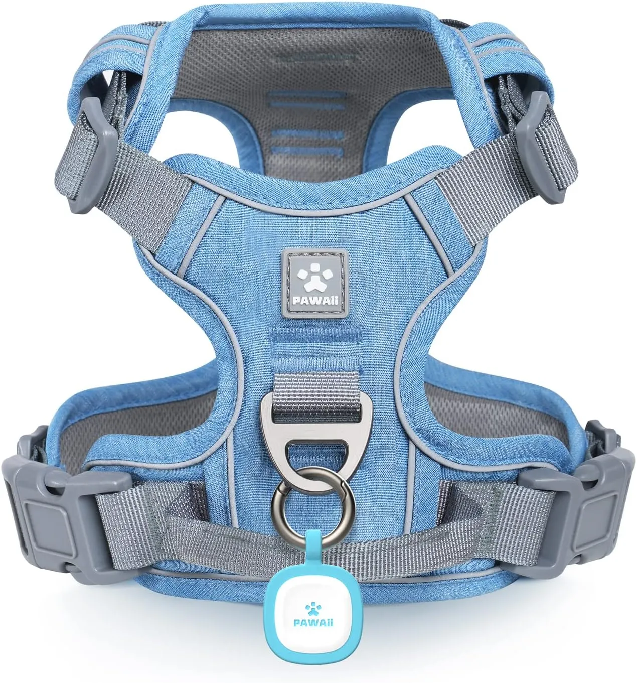Pawaii No Pull Dog Harness with Pet ID Tag,Reflective Strips No Choke Front O Ring Breathable Mesh Adjustable Soft Padded Pet Vest with Easy Control Handle for Large Dogs