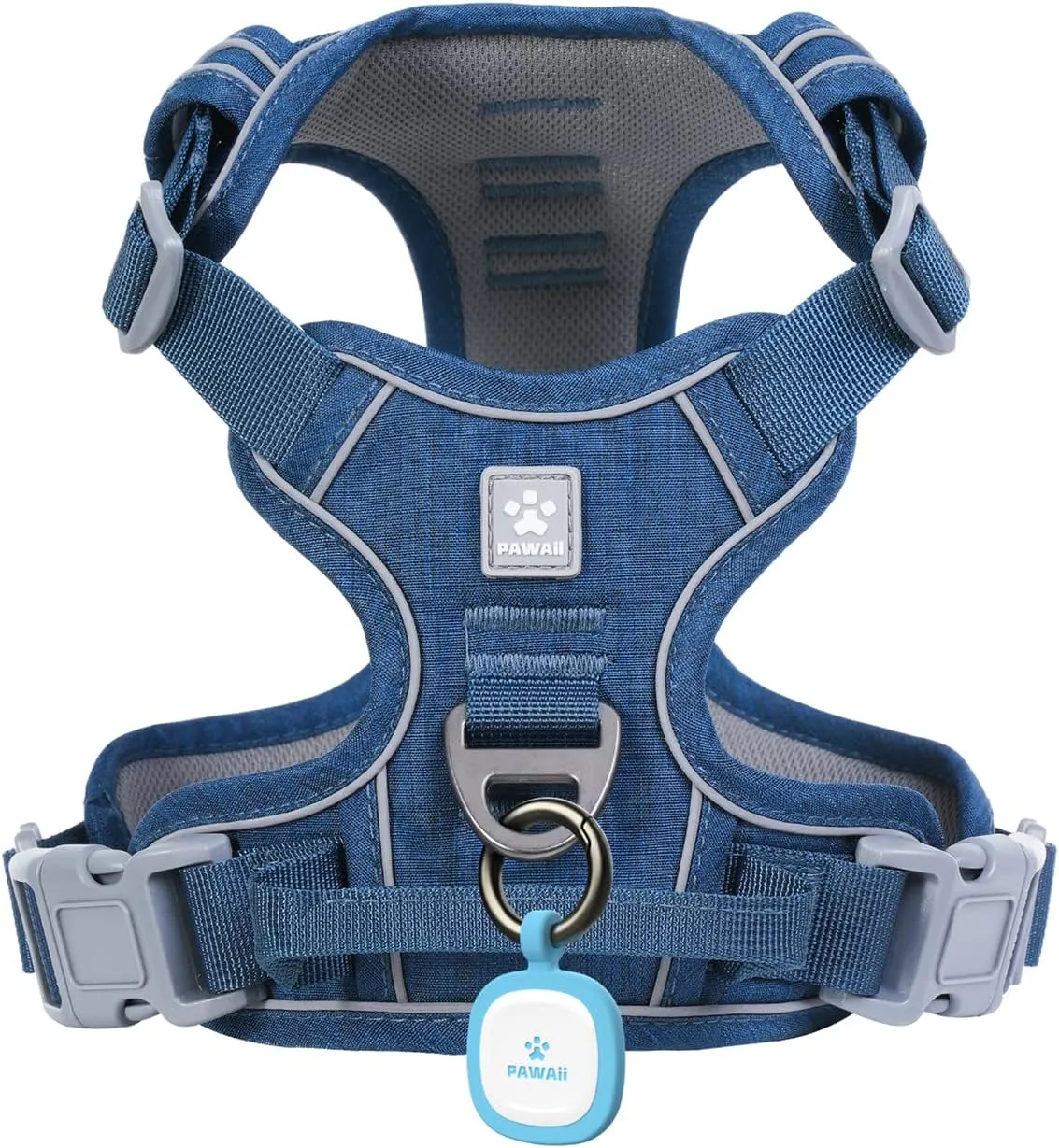 Pawaii No Pull Dog Harness with Pet ID Tag,Reflective Strips No Choke Front O Ring Breathable Mesh Adjustable Soft Padded Pet Vest with Easy Control Handle for Medium Dogs