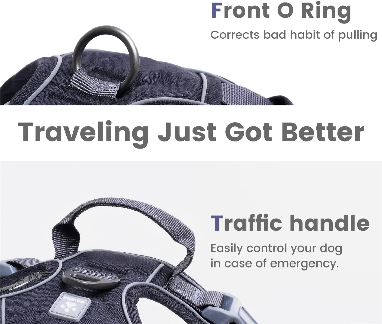 Pawaii No Pull Dog Harness with Pet ID Tag,Reflective Strips No Choke Front O Ring Breathable Mesh Adjustable Soft Padded Pet Vest with Easy Control Handle for Small Dogs