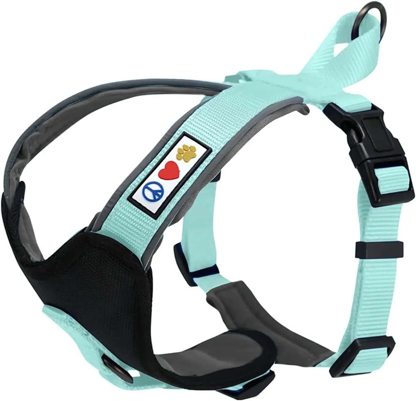 Pawtitas Reflective Dog Harness - Padded, Comfort Control for Walks or Runs - Medium Teal