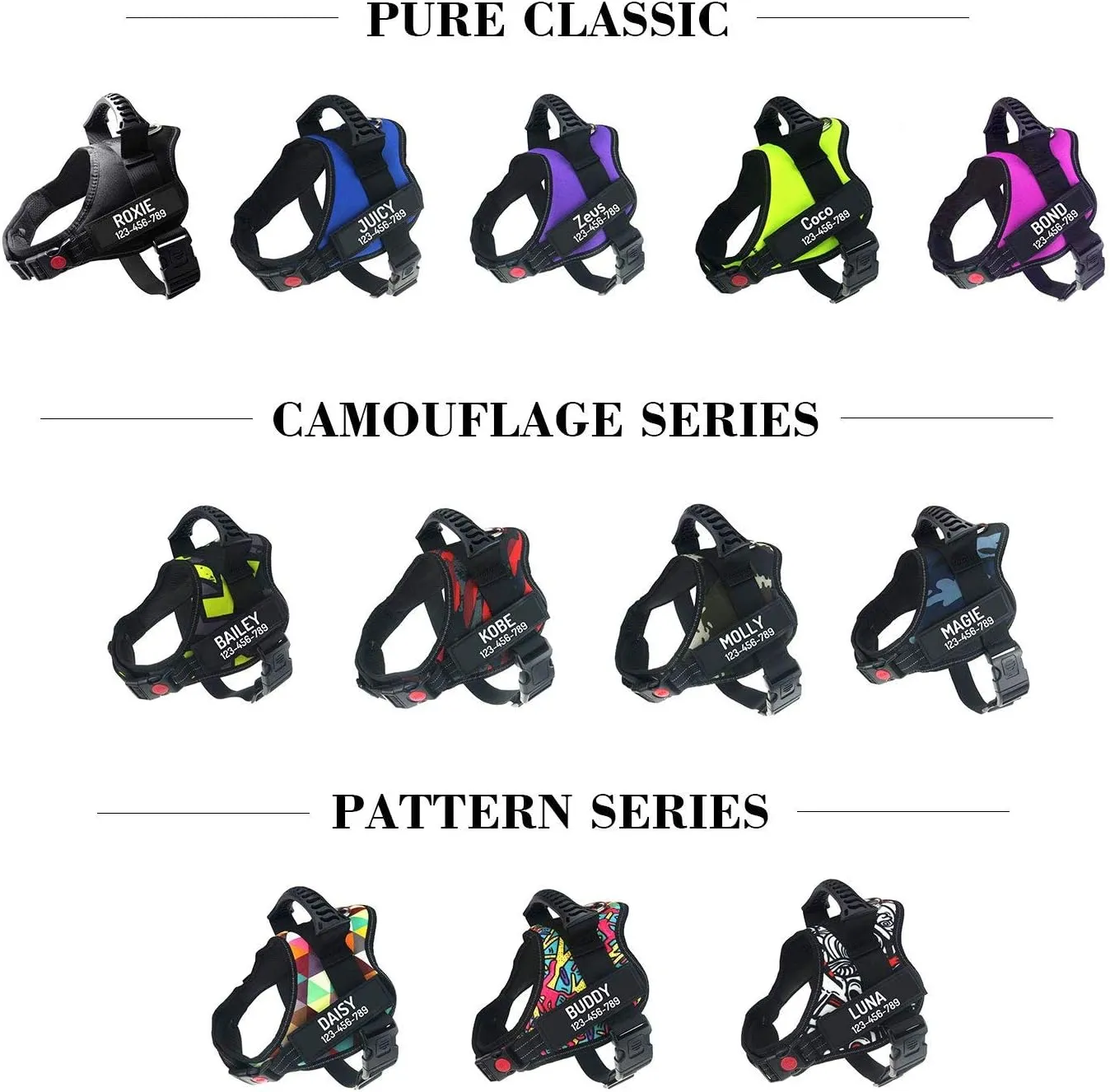 Personalized No Pull Dog Harness with Custom Name and Phone Number by PawPawify, Heavy Duty Pet Vest to Prevent Tugging, Pulling, or Choking, Training and Walking