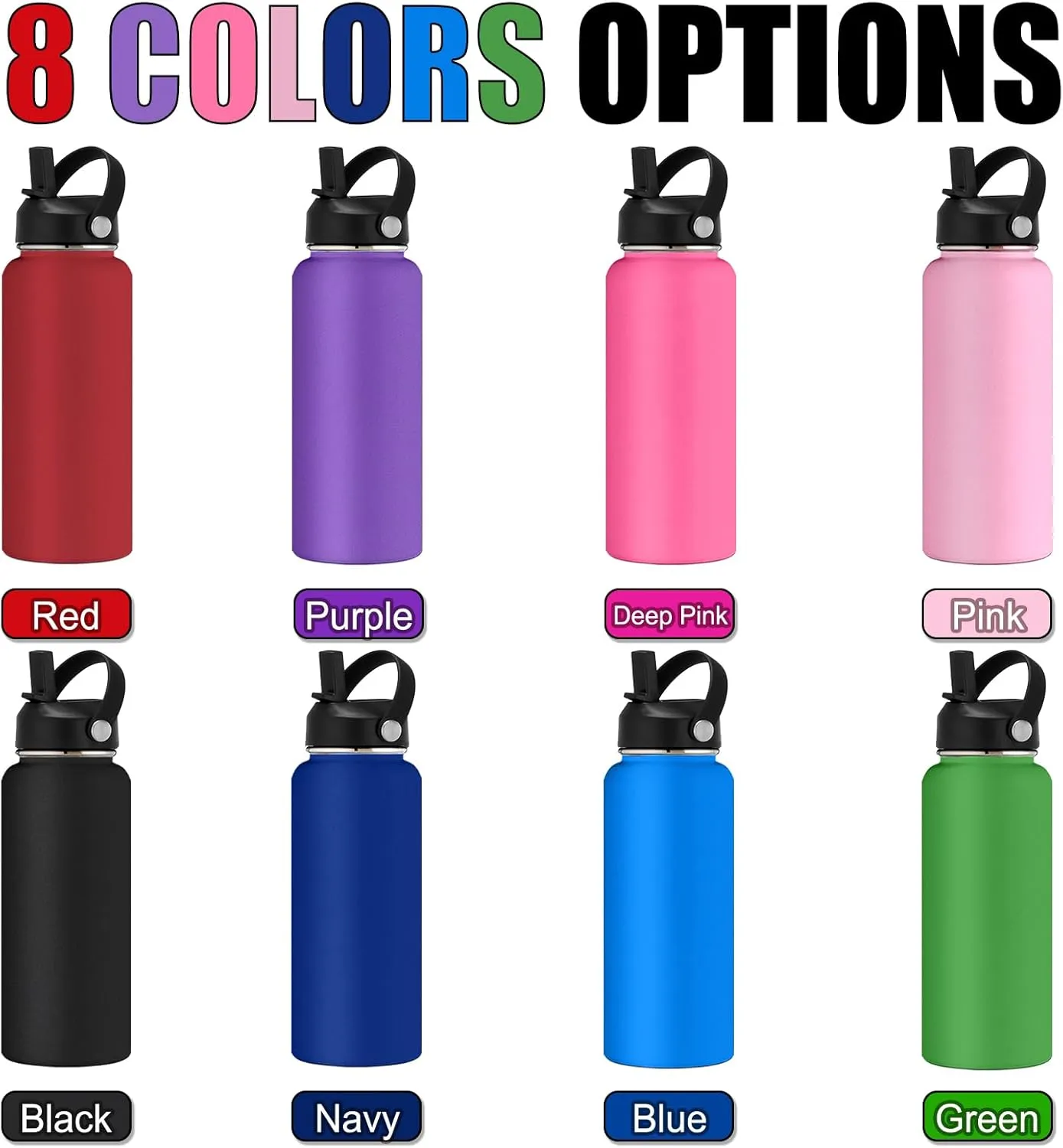 Personalized Water Bottle Custom Insulated Water Bottles with Straw Lid 32oz Customized Engraved Stainless Steel Bottles with Name Logo, Gift for School Sports Outdoor, Green