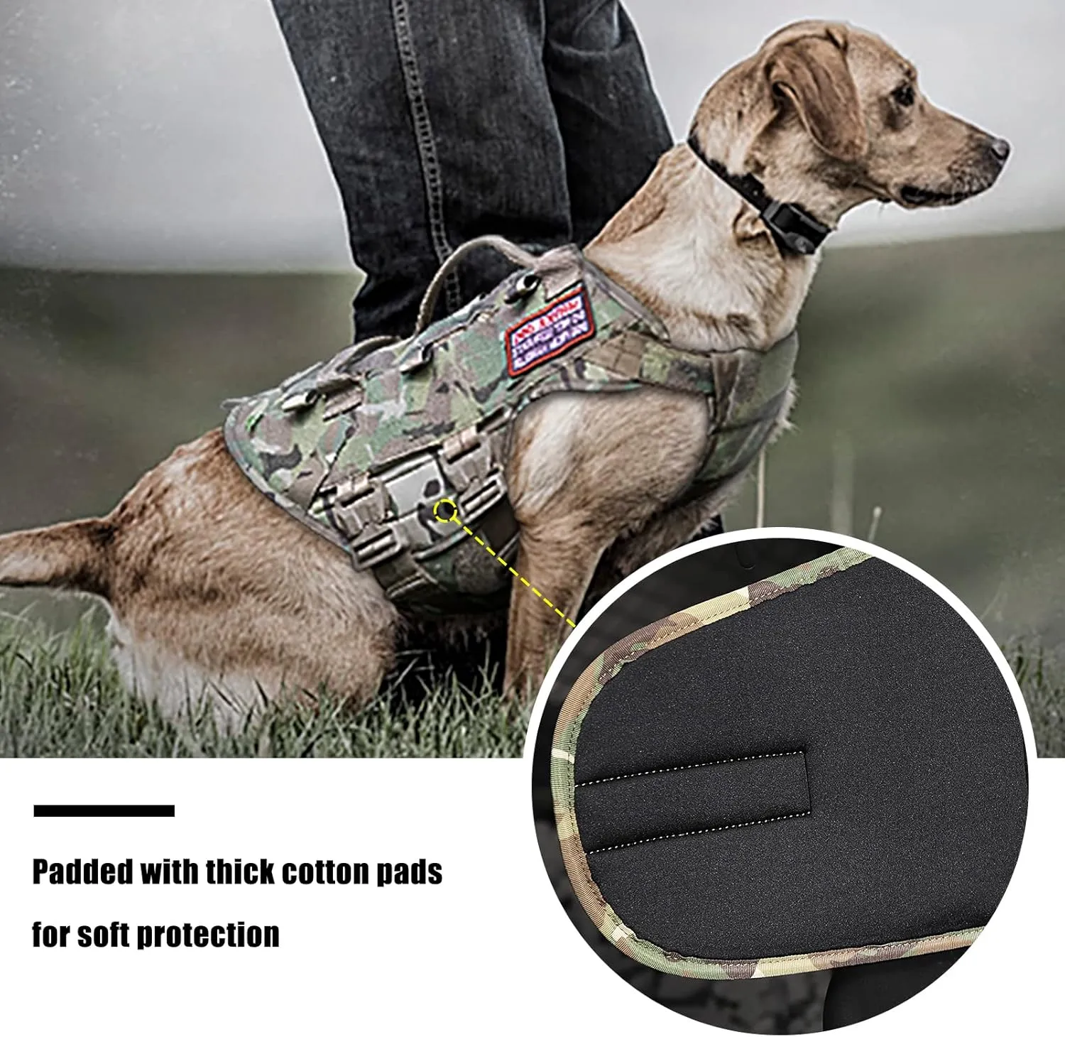 PETAC GEAR Tactical Dog Harness K9 Dog Training Vest Adjustable Padded Police Service Dog Working MOLLE Vests for Large Medium Dogs Mals GSD Lab… …