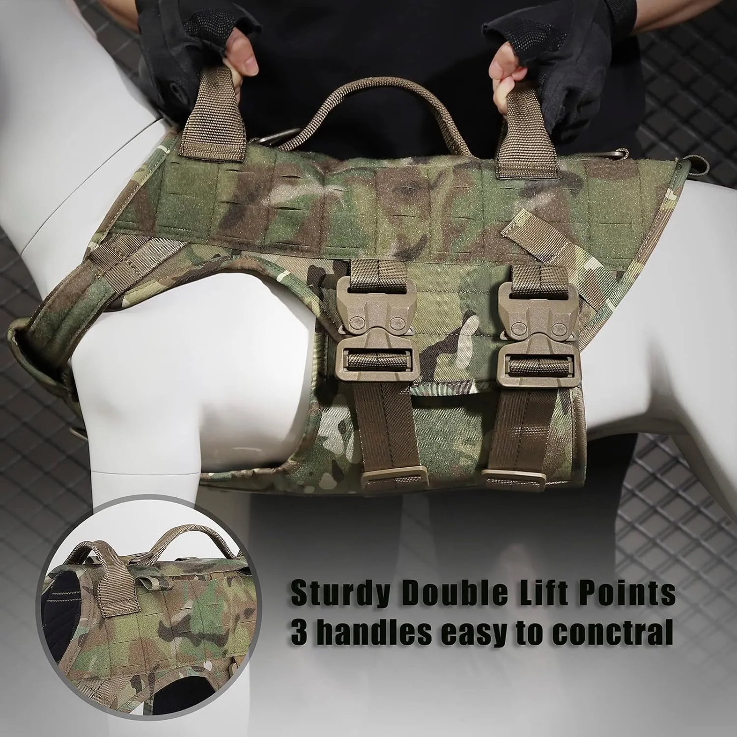 PETAC GEAR Tactical Dog Harness K9 Dog Training Vest Adjustable Padded Police Service Dog Working MOLLE Vests for Large Medium Dogs Mals GSD Lab… …