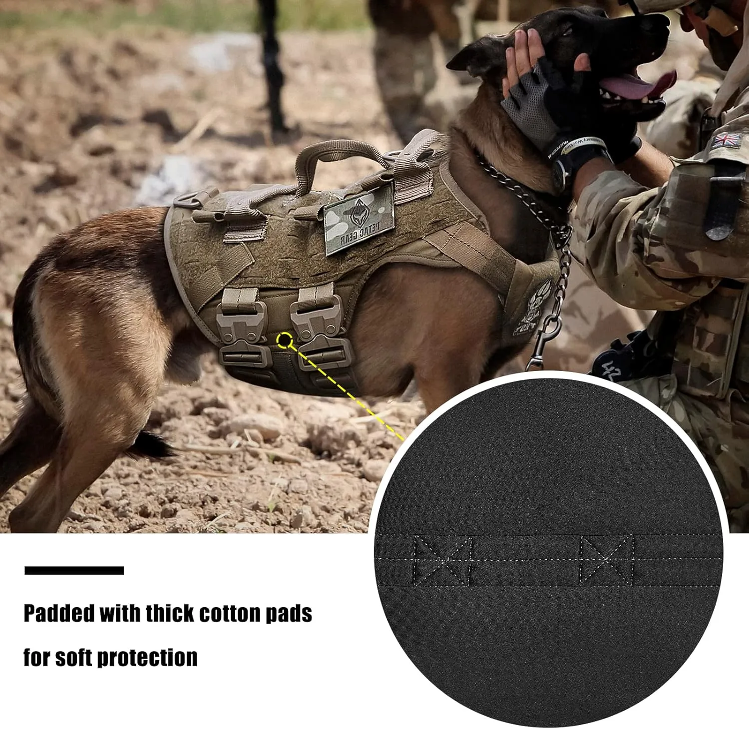 PETAC GEAR Tactical Dog Harness K9 Dog Training Vest Adjustable Padded Police Service Dog Working MOLLE Vests for Large Medium Dogs Mals GSD Lab… …