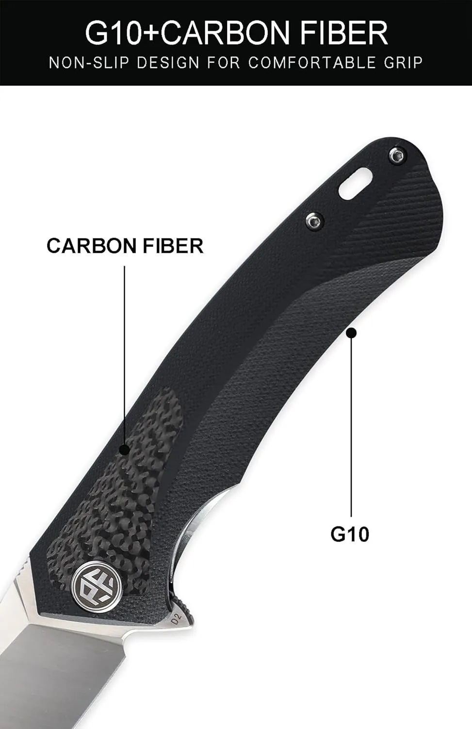 Petrified fish PF838CS 3.74" D2 steel flipper folding knives outdoor pocket knife G10 Carbon fiber handle camping hunting EDC tool