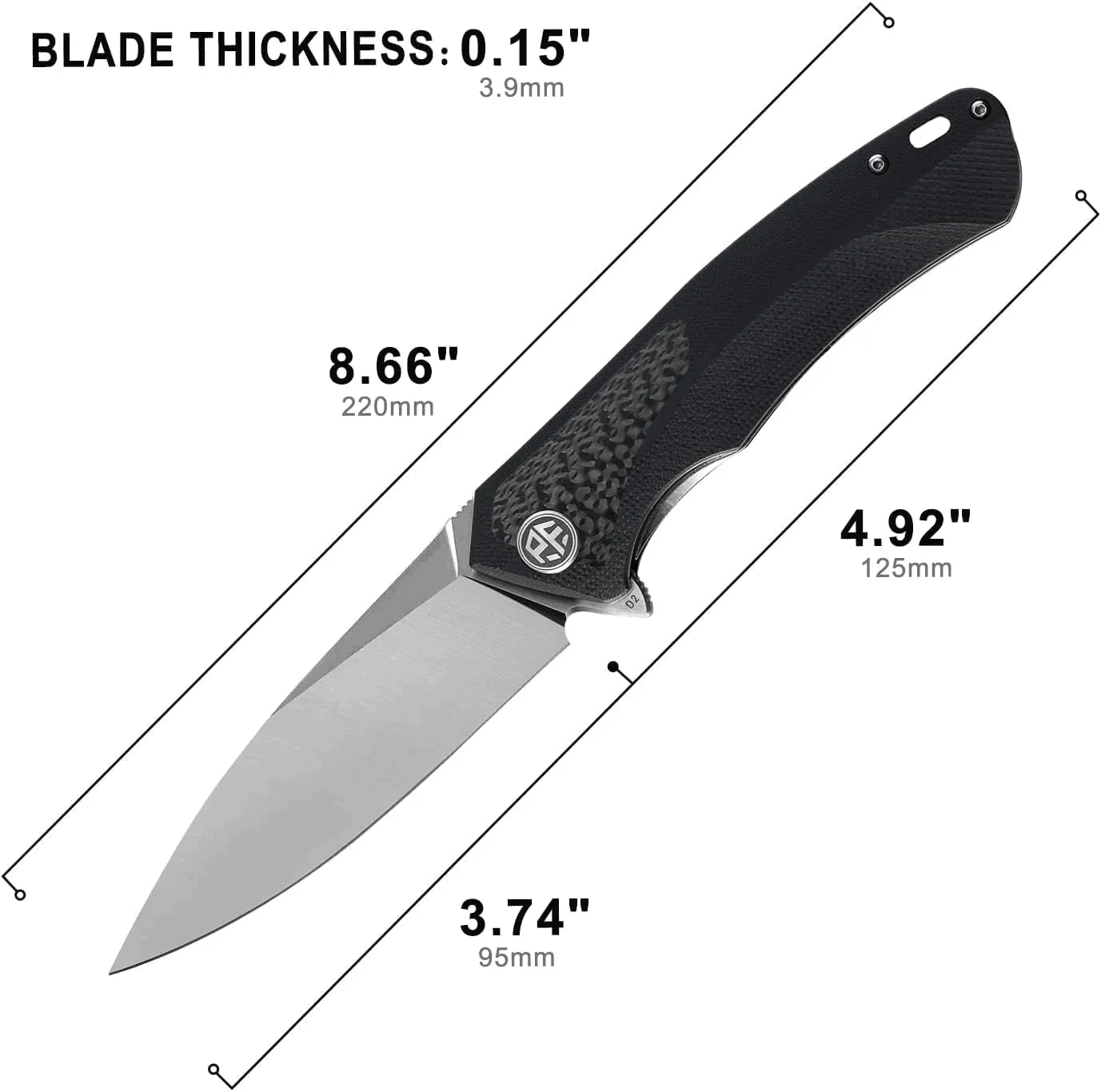 Petrified fish PF838CS 3.74" D2 steel flipper folding knives outdoor pocket knife G10 Carbon fiber handle camping hunting EDC tool