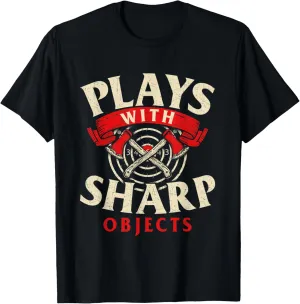 Plays With Sharp Objects - Axe Throwing Hatchet Lumberjack T-Shirt