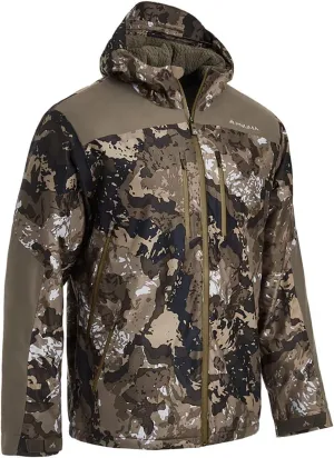 Pnuma Men's Torrent Hunting Whisper-Quiet Waterproof Adjustable Hood Insulated Comfortable Camo Jacket, Caza Ov
