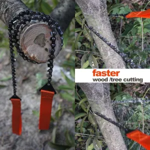 Pocket Chain Hand Saw for Wood Cutting Outdoor Hiking Camping Survival Gear Garden Work with Carrying Pouch