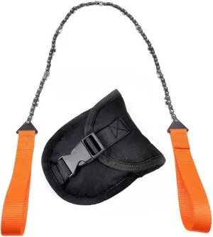 Pocket Chainsaw Outdoor Survival Gear Folding Chain Hand Saw for Camping Hunting Tree Cutting Hiking with Carrying Pouch