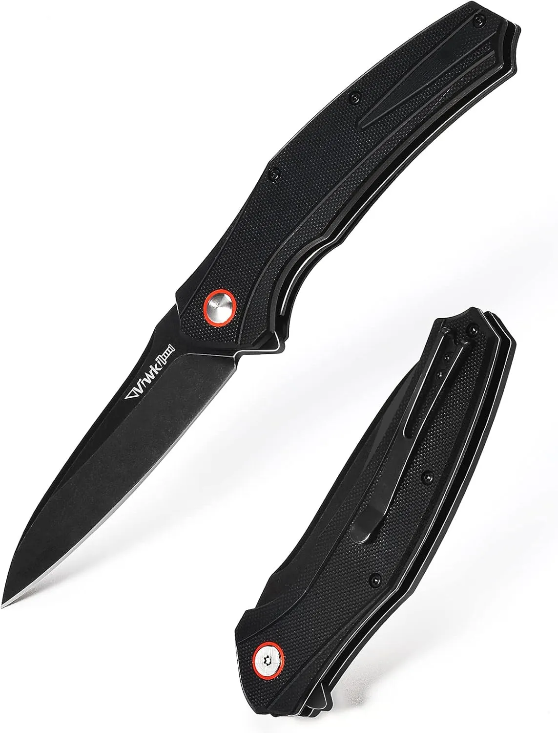 Pocket Folding Knife with 3.74" D2 Blade G10 Handle for Hunting Outdoor Tactical Survival and EDC, Liner Lock, Flipper Open, Belt Clip…
