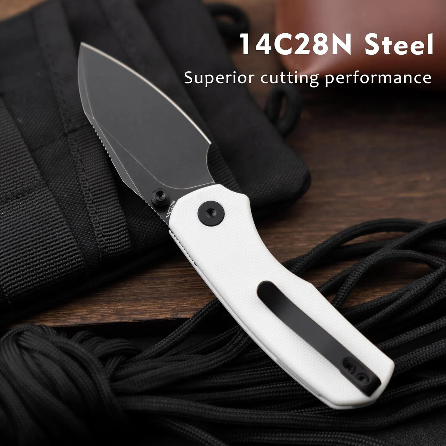 Pocket Knife, 2.36'' 14C28N Steel Blade G10 handle, Small EDC Knife with Pocket Clip for Men Women, 2.2oz-G057WB