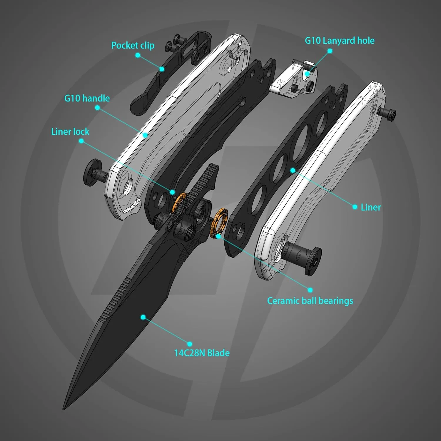 Pocket Knife, 2.36'' 14C28N Steel Blade G10 handle, Small EDC Knife with Pocket Clip for Men Women, 2.2oz-G057WB