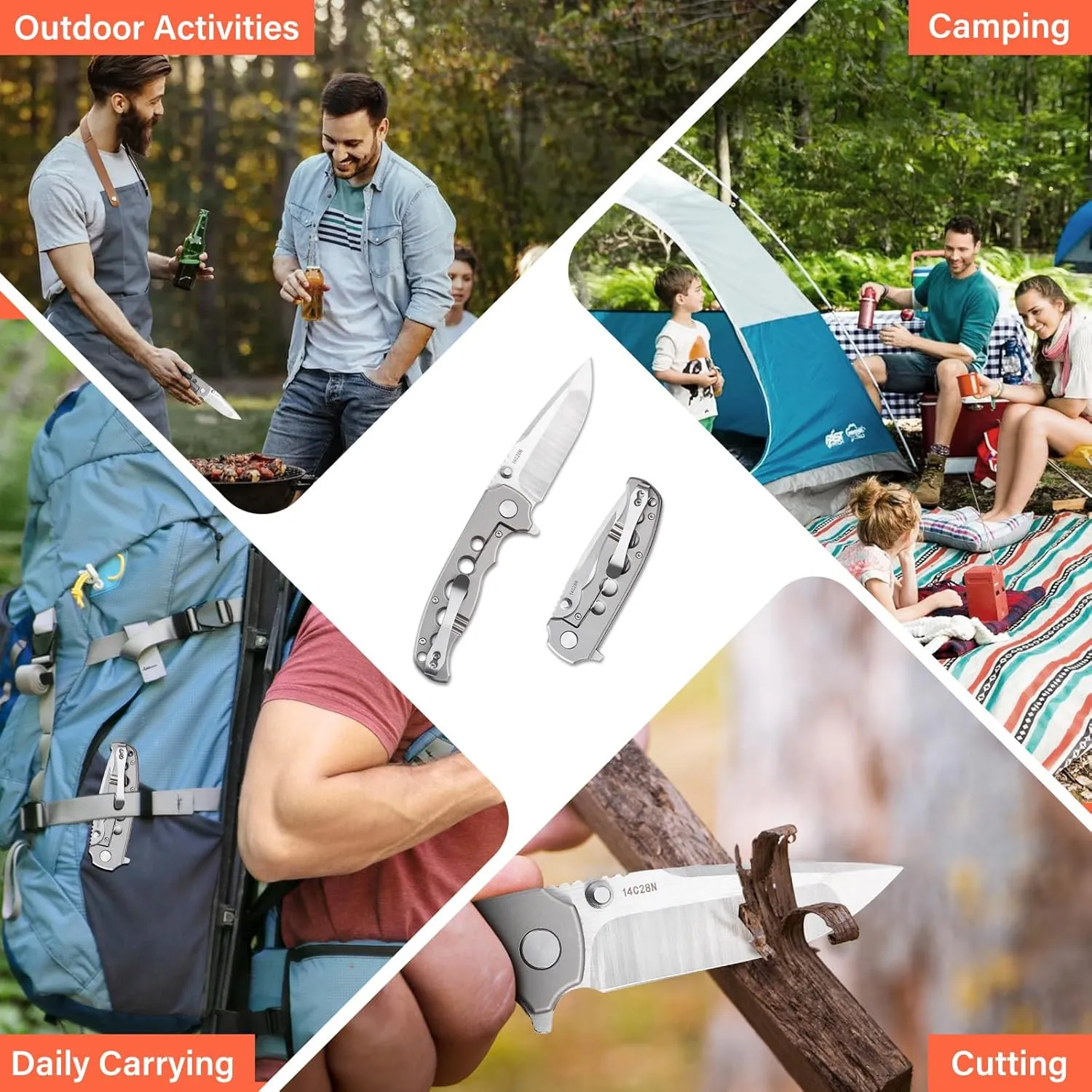 Pocket Knife, 3.4" Small Pocket Knife Set with Clip Stainless Steel Blade, Superior Pocket Knife for Women Man, Folding Pocket Knife for Camping Hiking Outdoors Daily, Assult Team No.1