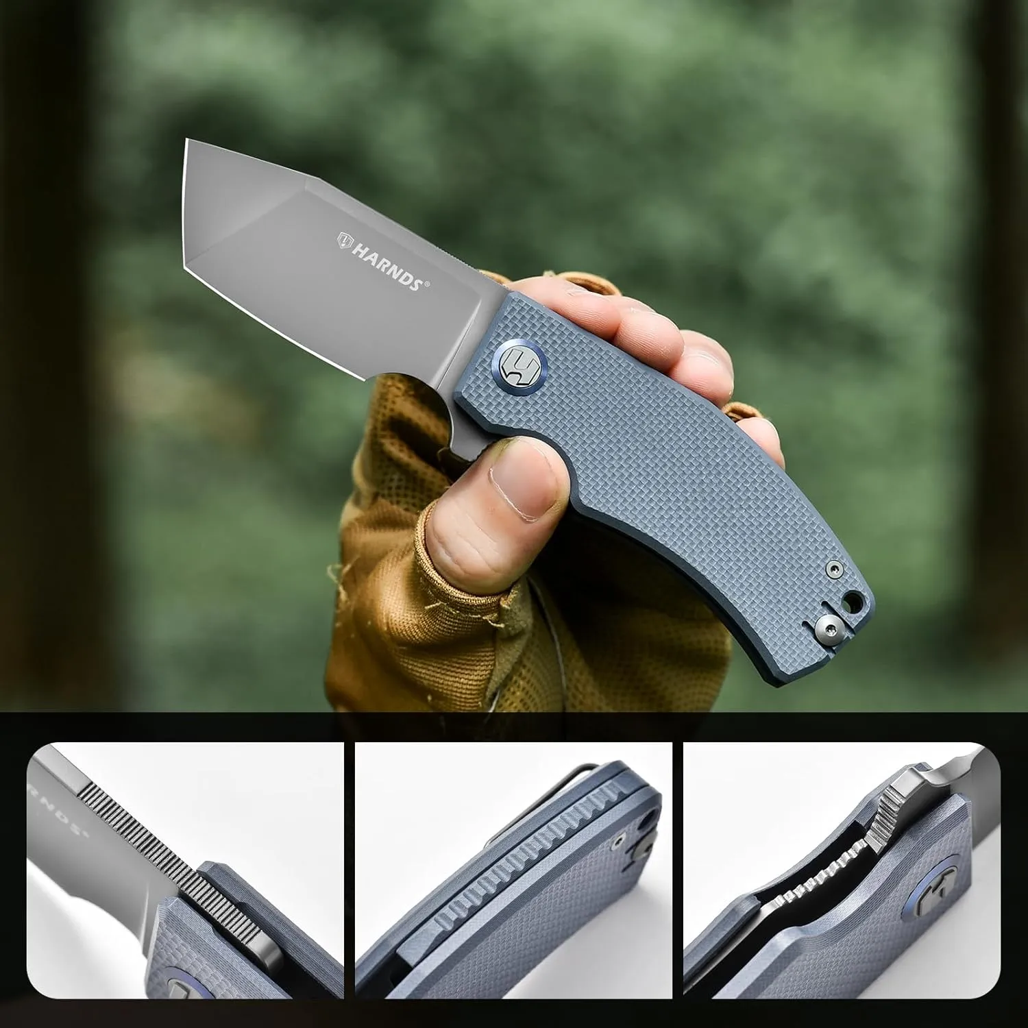 Pocket Knife D2 Steel Blade Folding Knife Tanto Blade EDC with Pocket Clip, G10 Handle, Sharp Survival Hiking Knives Revenant (Gray-Gray Titanium)