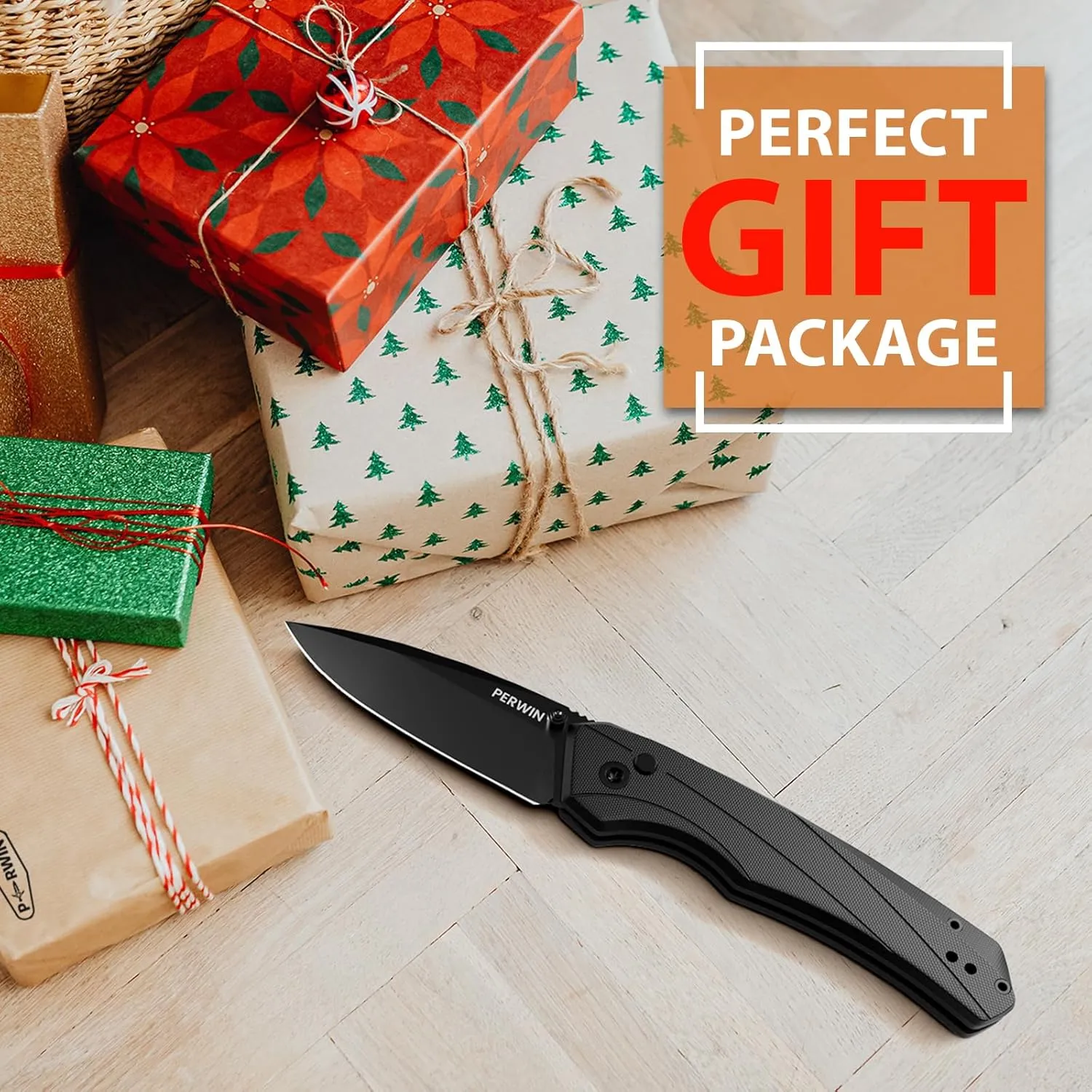 Pocket Knife - Folding Knife Button Lock, Razor Sharp D2 Blade G10 Handle for EDC, Collection, Outdoor Activities