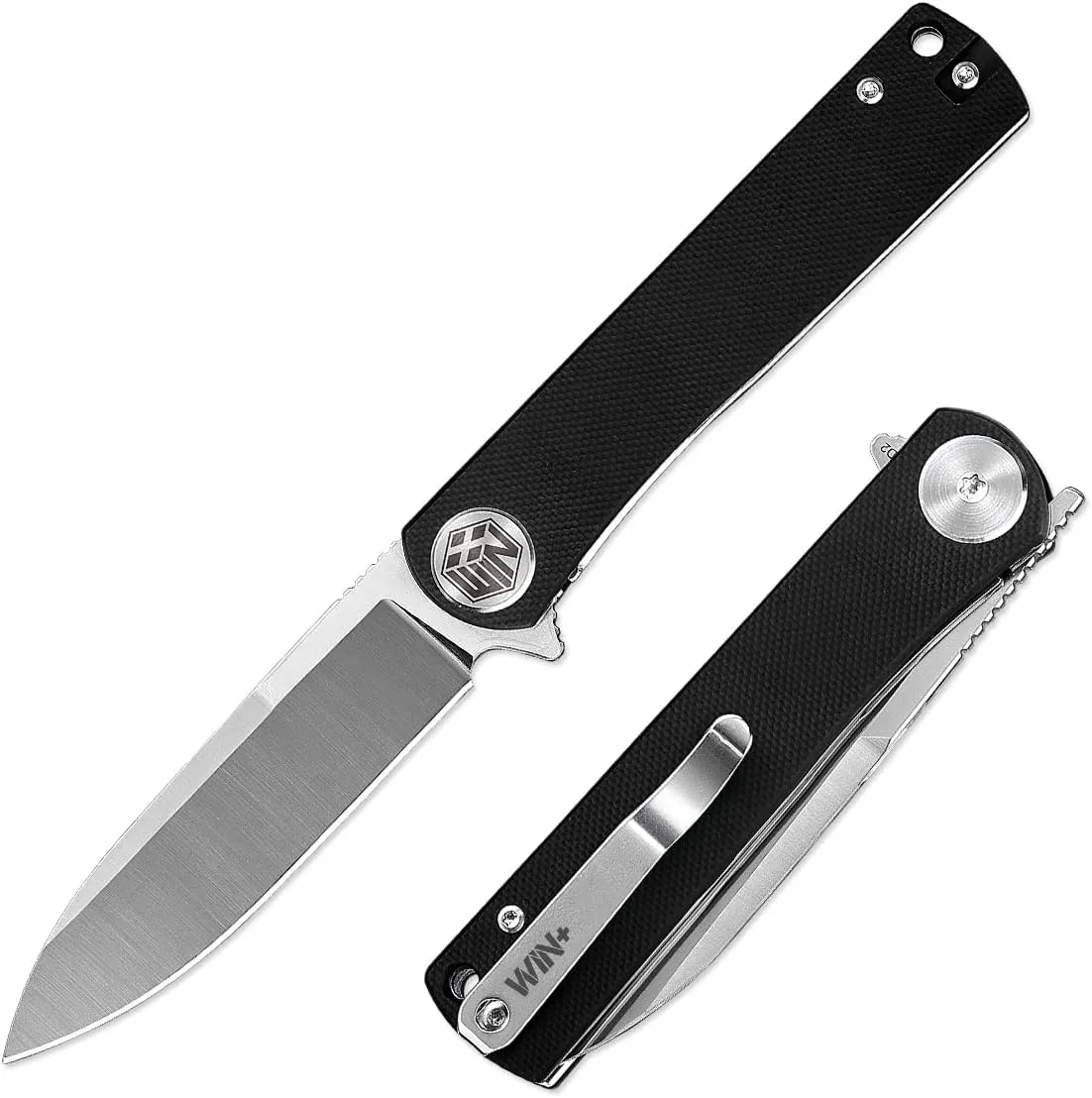 Pocket Knife, Folding Knife with Clip, Tactical Knives with Liner Lock and G10 Handle, D2 Small EDC Knife for Men and Women Camping Survival W3896 (Black)