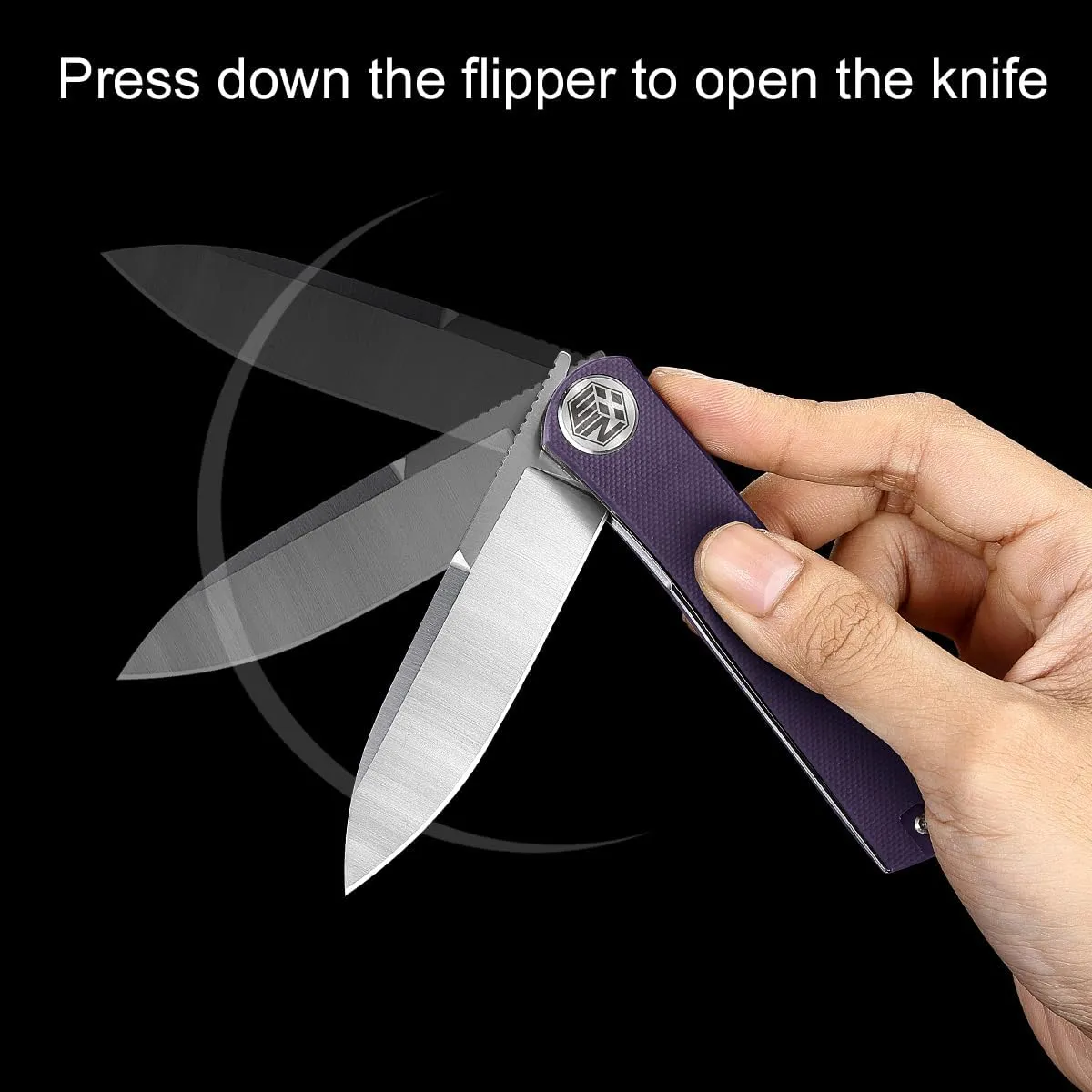 Pocket Knife, Folding Knife with Clip, Tactical Knives with Liner Lock and G10 Handle, D2 Small EDC Knife for Men and Women Camping Survival W3896 (Purple)