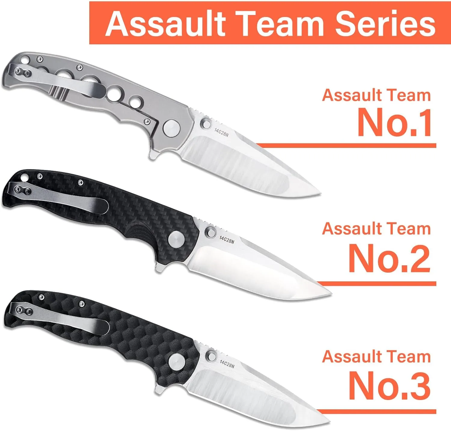 Pocket Knife for Men: 3.4" EDC Titanium Knives with 14C28N Blade & Carbon Fibre Handle for Men Women - Portable Pocket Clip for Camping Hiking Survival Hunting