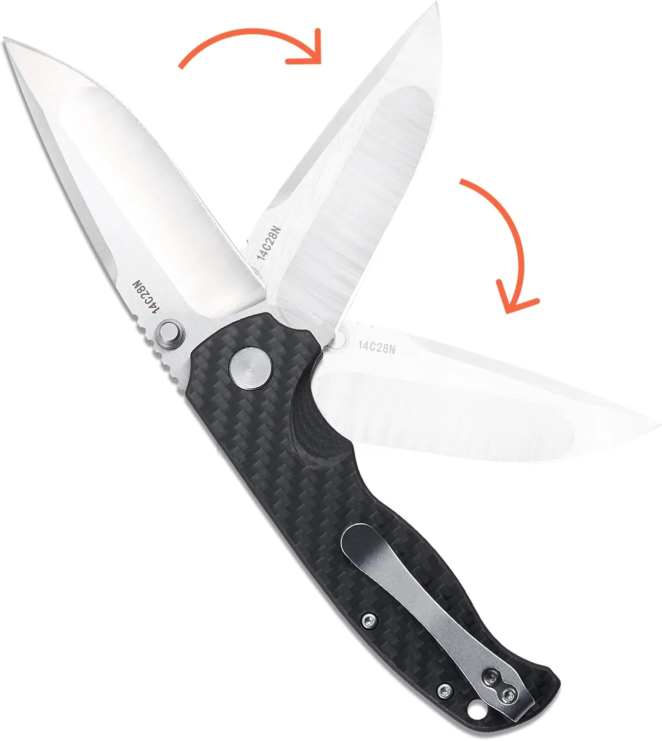 Pocket Knife for Men: 3.4" EDC Titanium Knives with 14C28N Blade & Carbon Fibre Handle for Men Women - Portable Pocket Clip for Camping Hiking Survival Hunting