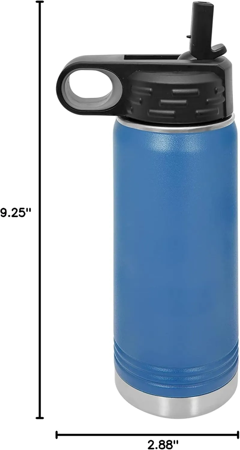 Polar Camel 20 oz Stainless Steel Water Bottle with Flip Top Lid and Straw (Royal Blue)