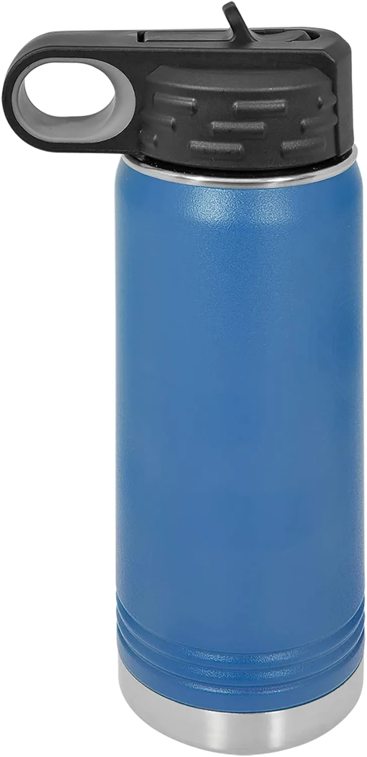 Polar Camel 20 oz Stainless Steel Water Bottle with Flip Top Lid and Straw (Royal Blue)