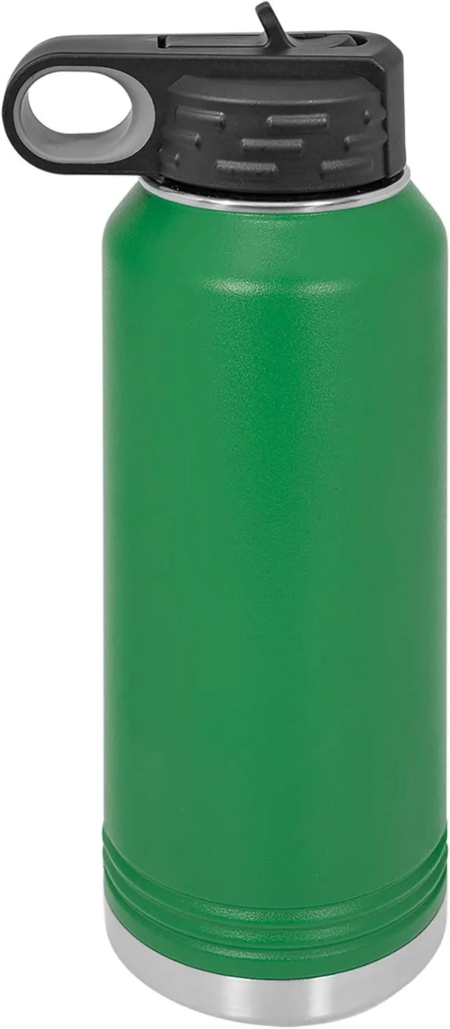 Polar Camel 32 oz Stainless Steel Water Bottle with Flip Top Lid and Straw (Green)