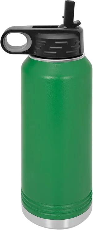 Polar Camel 32 oz Stainless Steel Water Bottle with Flip Top Lid and Straw (Green)