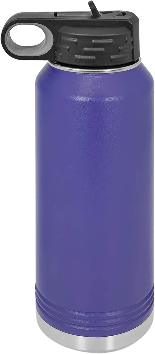 Polar Camel 32 oz Stainless Steel Water Bottle with Flip Top Lid and Straw (Purple)