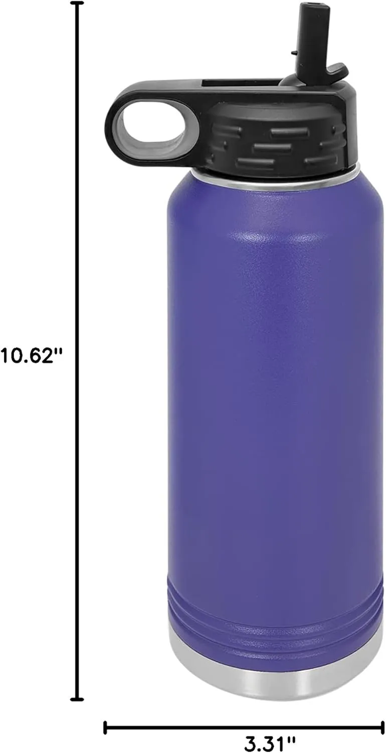 Polar Camel 32 oz Stainless Steel Water Bottle with Flip Top Lid and Straw (Purple)