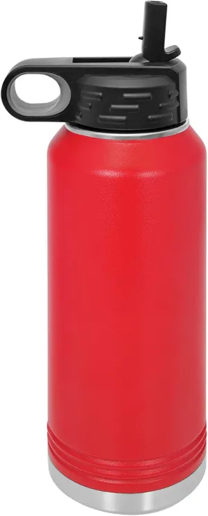 Polar Camel 32 oz Stainless Steel Water Bottle with Flip Top Lid and Straw (Red)