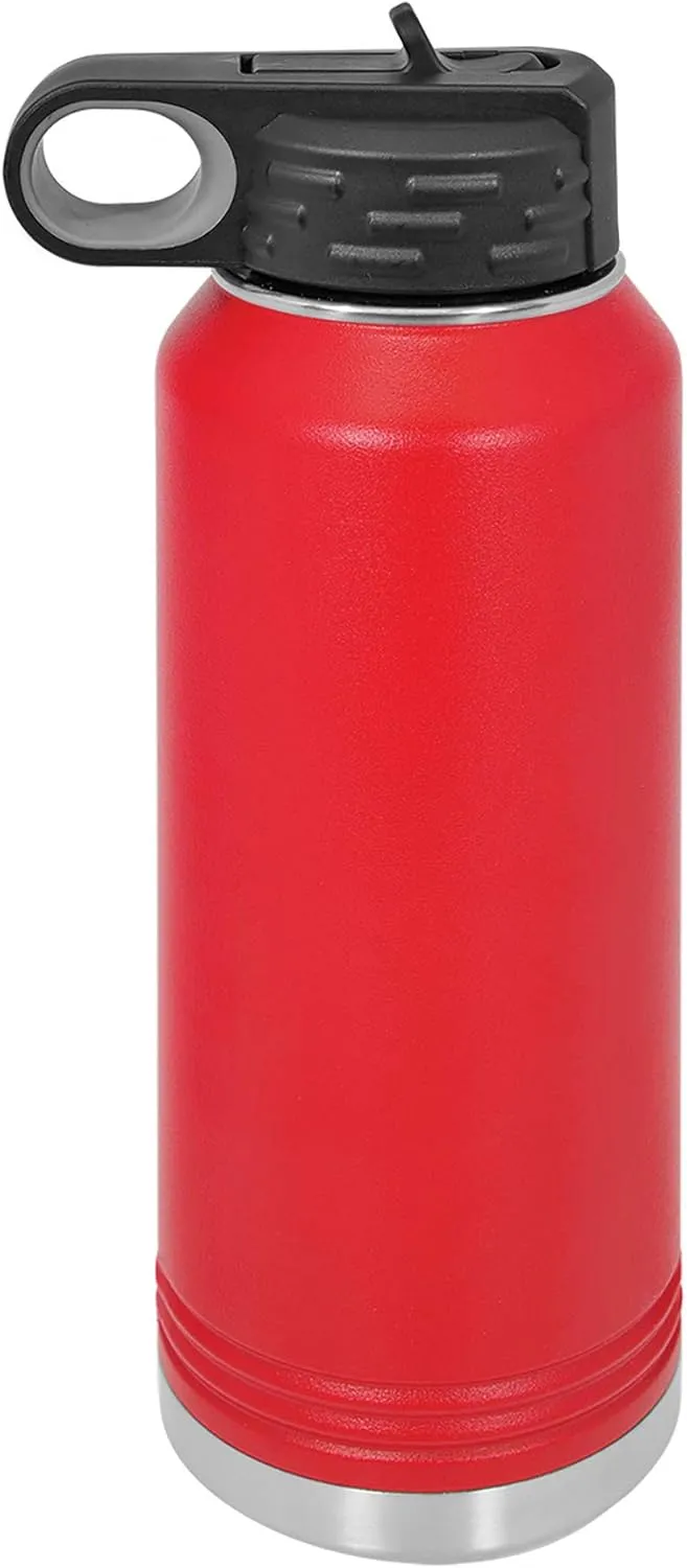 Polar Camel 32 oz Stainless Steel Water Bottle with Flip Top Lid and Straw (Red)