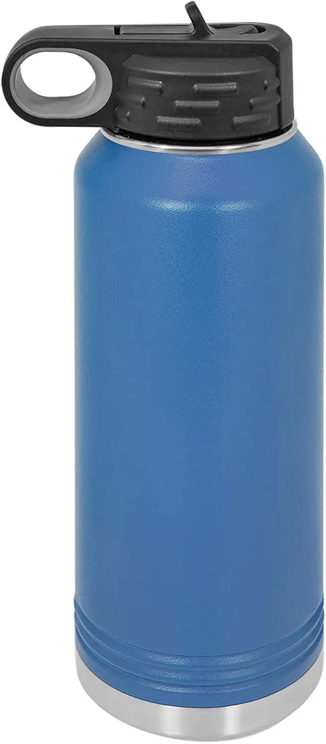 Polar Camel 32 oz Stainless Steel Water Bottle with Flip Top Lid and Straw (Royal Blue)