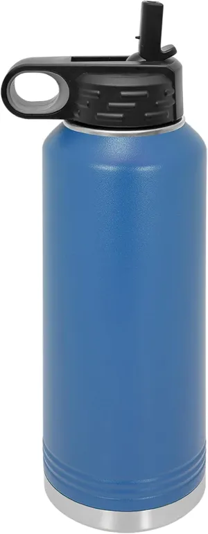 Polar Camel 40 oz Stainless Steel Water Bottle with Flip Top Lid and Straw (Royal Blue)