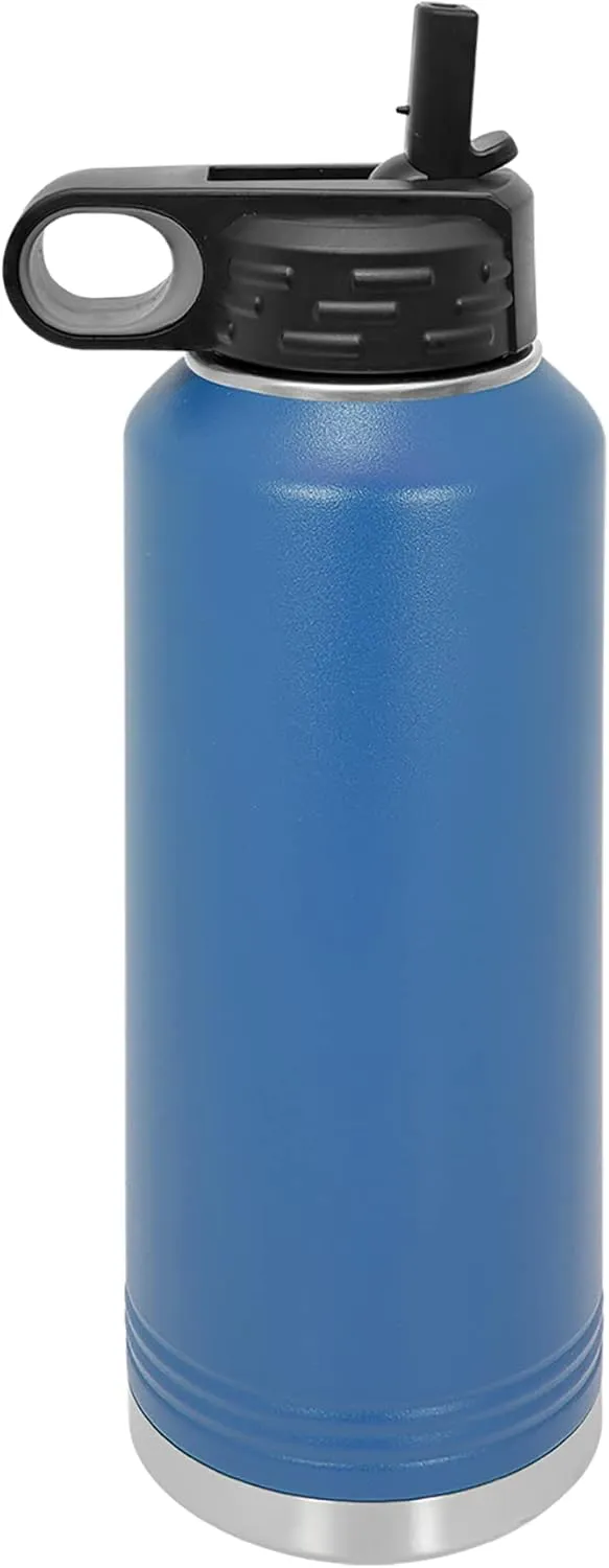Polar Camel 40 oz Stainless Steel Water Bottle with Flip Top Lid and Straw (Royal Blue)