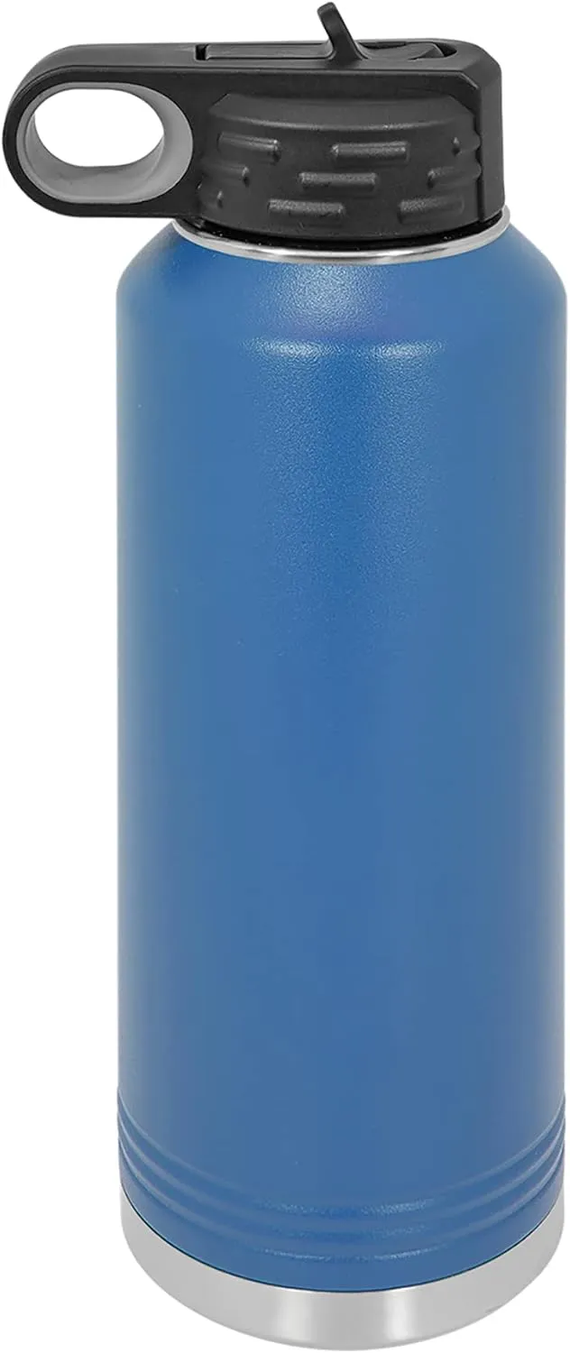 Polar Camel 40 oz Stainless Steel Water Bottle with Flip Top Lid and Straw (Royal Blue)