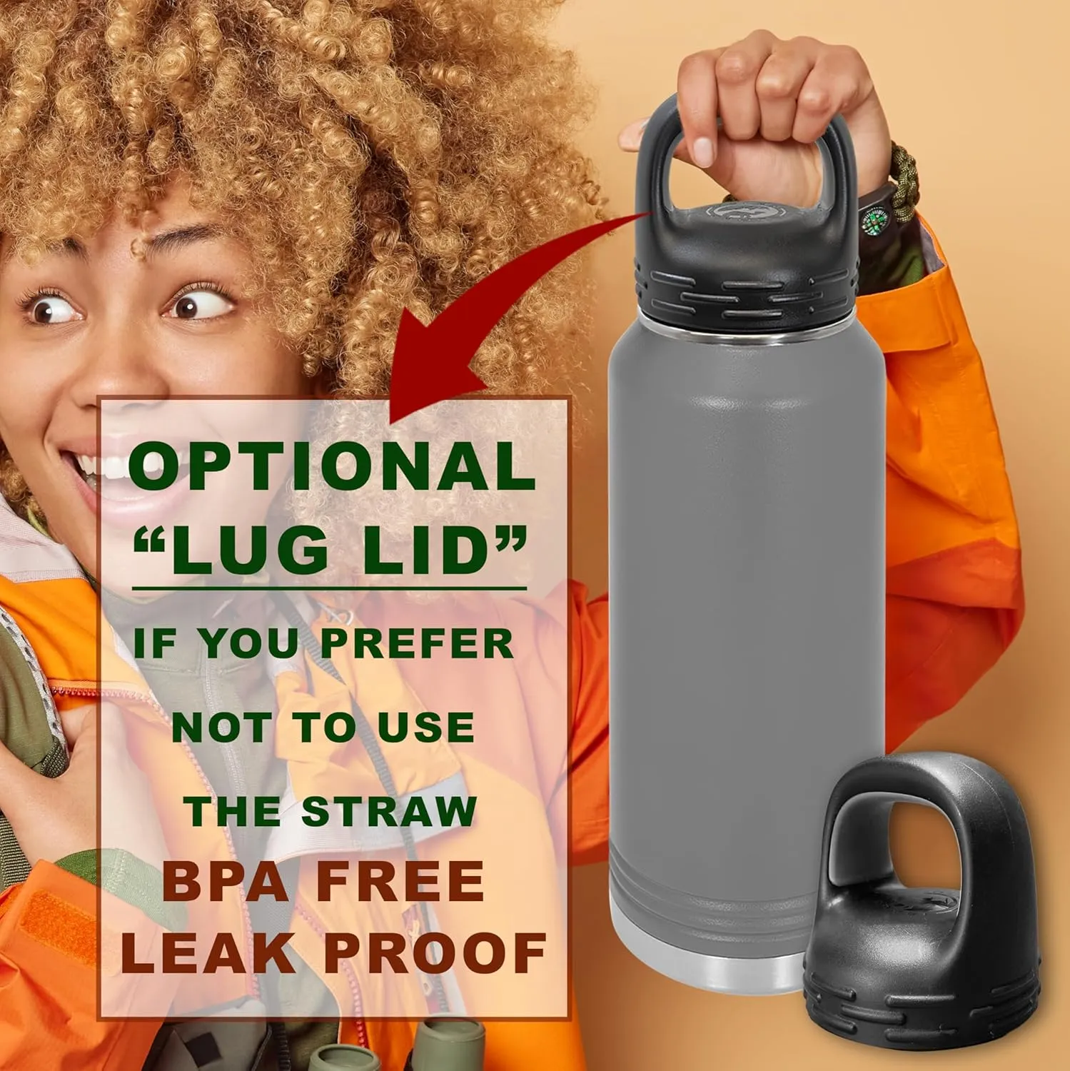 Polar Camel Water Bottle 32 oz with Flip-Top Lid and Straw, Vacuum Insulated Flask, Stainless Steel Sports Double Wall Thermos – Fitness Traveling Camping Water Bottle (Gray, 32 oz)