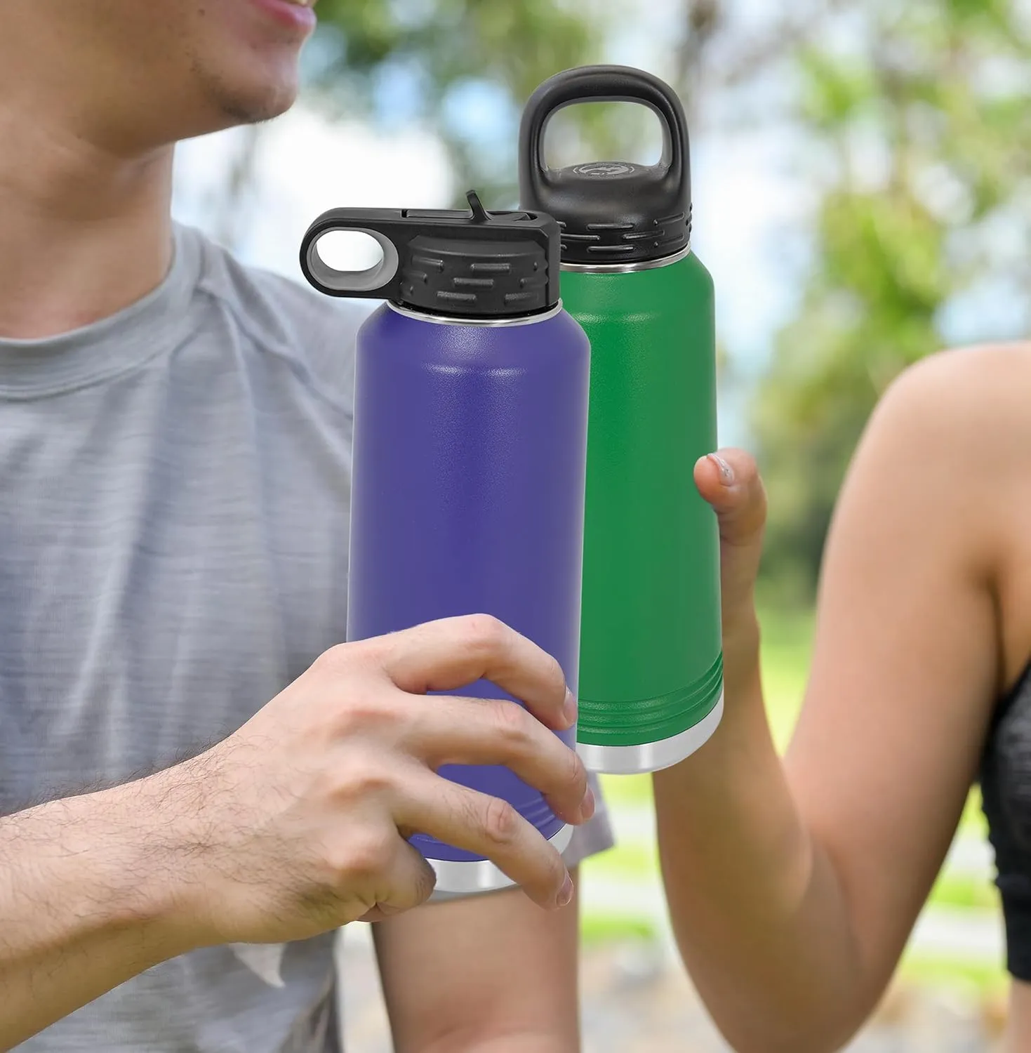 Polar Camel Water Bottle 32oz with Flip-Top Lid and Straw, Vacuum Insulated Flask, Stainless Steel Sports Double Wall Thermos – Fitness Traveling Camping Water Bottle (Green, 32 oz)