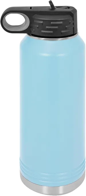 Polar Camel Water Bottle 32oz with Flip-Top Lid and Straw, Vacuum Insulated Flask, Stainless Steel Sports Double Wall Thermos for Men, Women Water Bottle (Light Blue, 32 oz)