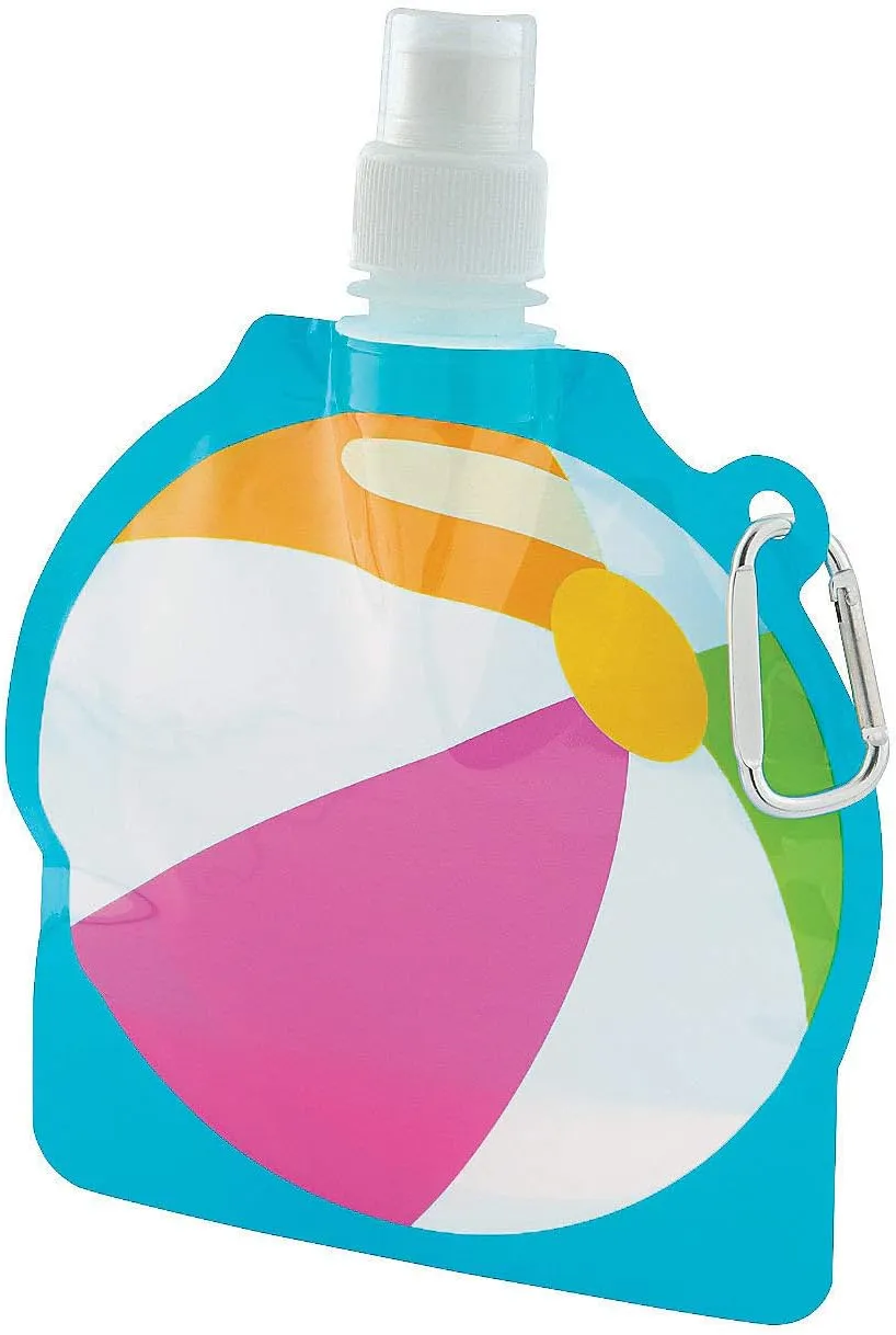 Pool Party Collapsible Water Bottle - Party Supplies - 6 Pieces