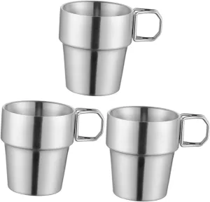 POPETPOP 3pcs Metal Cups Camping Cup Stainless Steel Travel Collapsible for Outdoor Adventure