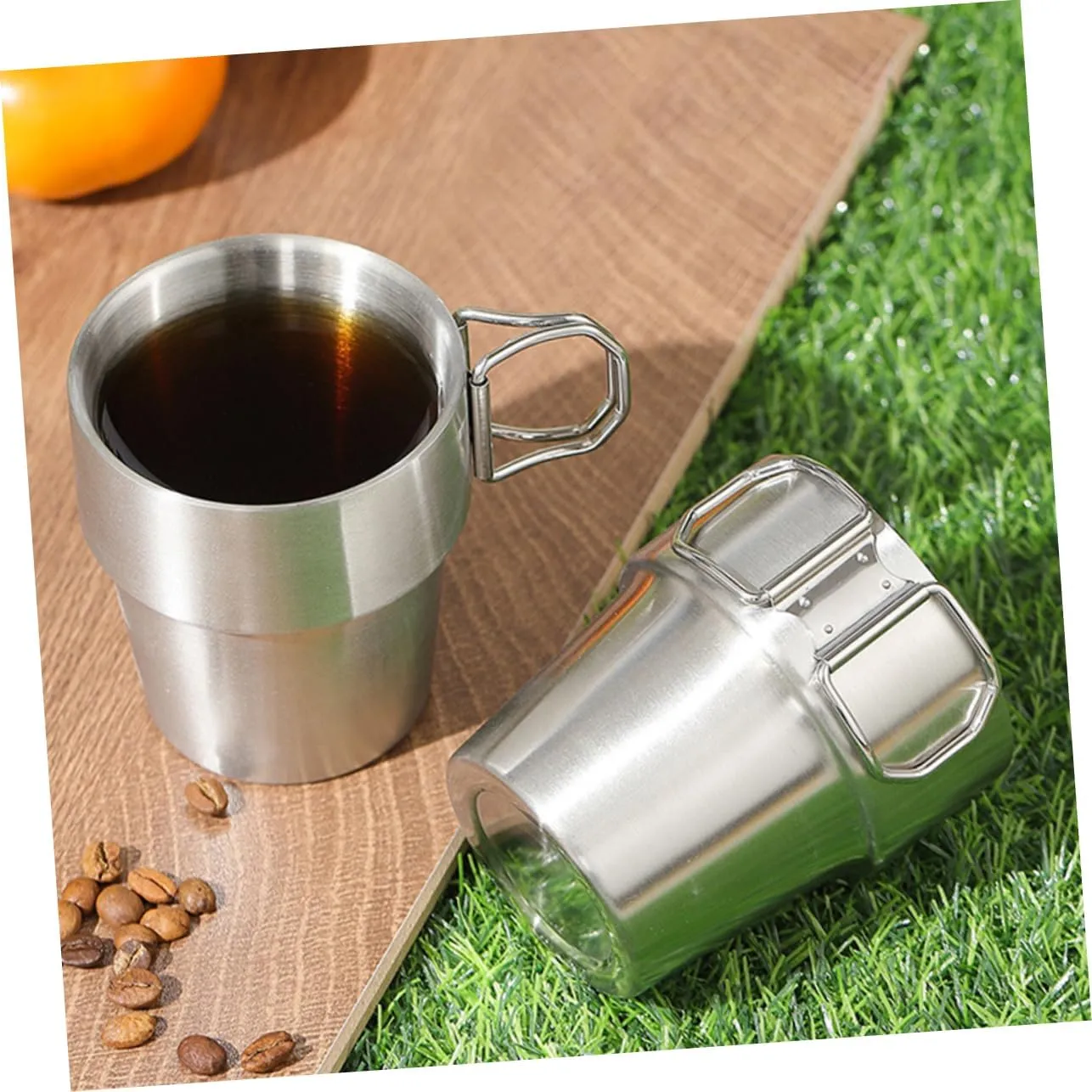 POPETPOP 3pcs Metal Cups Camping Cup Stainless Steel Travel Collapsible for Outdoor Adventure