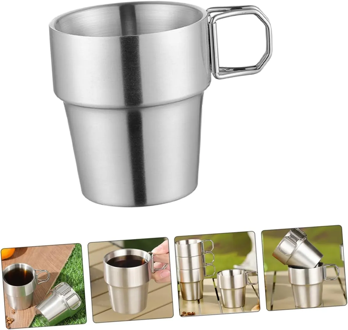 POPETPOP 3pcs Metal Cups Camping Cup Stainless Steel Travel Collapsible for Outdoor Adventure