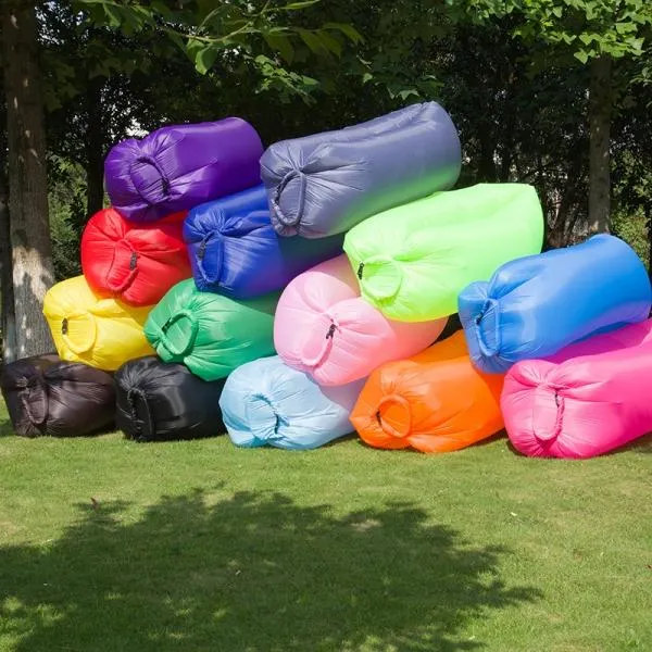 Portable Air Inflatable Bed Sleeping Sofa Couch for Travelling Camping Beach - Red